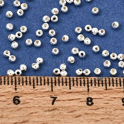 925スターリングシルバースペーサービーズ  ラウンド  銀  2x2mm  穴：0.7~1mm  60PCS / gの約&nbsp;STER-WH0006-01