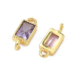 Brass Pave Cubic Zirconia Connector Charms&nbsp;KK-L264-08G