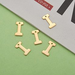 304ステンレススチールチャーム  文字L  イニシャルチャーム  18KGP本金メッキ  文字.i  11x6~12x0.8mm  穴：1mm&nbsp;STAS-P141-I