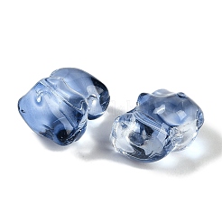 スプレープリントガラスビーズ  象  ライトスチールブルー  11x14x9.5mm  穴：1.2mm&nbsp;GLAA-Z007-04B