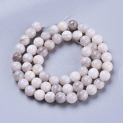 天然ホワイトアゲート瑪瑙ビーズ連売り  ラウンド  6.5~7mm  穴：1.2mm  約57個/連  14.57インチ（37cm）&nbsp;G-K410-11-6mm