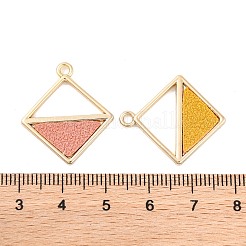 合金ペンダント  PUレザーと  菱形  ライトゴールド  ミックスカラー  25x22x2mm  穴：2mm  辺の長さ：16mm&nbsp;PALLOY-T067-166
