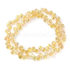 電気メッキガラスビーズセット  ティアドロップ  ゴールド  10~11x8mm  穴：1mm  約93個/連  62cm&nbsp;EGLA-D030-17J