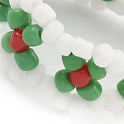 Christmas Theme Glass Seed Beads Stretch Rings for Women&nbsp;RJEW-TA00159