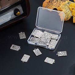 24個6スタイルの亜鉛チベットスタイル合金ペンダント  タロット チャーム付きの長方形  アンティークシルバー  23.5x14x1.5mm  穴：1.8mm  4個/スタイル&nbsp;FIND-DC0005-81