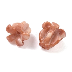 合成サンゴ刻まれたビーズ  染め  花  キャメル  12x12.5x11.5mm  穴：1.4mm&nbsp;CORA-K010-01I