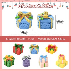 21Pcs 7 Styles Christmas Resin Gift Box Ornaments&nbsp;AJEW-CJ0001-81