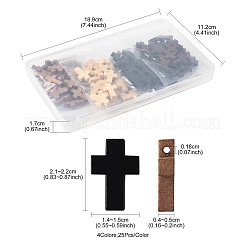 100色の木製ペンダント4個  クロス  ミックスカラー  21~22x14~15x4~5mm  穴：1.8mm  25個/カラー&nbsp;WOOD-FS0001-50