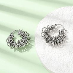 女性のための真鍮のフープピアス  スパイラル  プラチナ  29x11mm&nbsp;EJEW-K334-01P