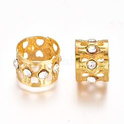 アイロンヘア三つ編みリング  ラインストーン付き  ヘアクリップヘッドバンドアクセサリー  ゴールドカラー  14x10mm  内径：13mm&nbsp;IFIN-WH0051-91G