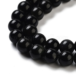 天然のオブシディアンビーズ連売り  ラウンド  6~7mm  穴：1mm  約63個/連  15インチ&nbsp;X-G-R173-6mm-02