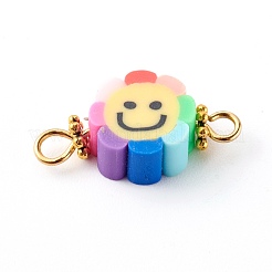 Flower with Smile Face Polymer Clay Links Connectors&nbsp;PALLOY-JF00720
