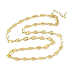 Oval with Hollow Heart Brass Link Chain Necklaces for Women&nbsp;NJEW-K271-06G