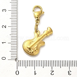 304ステンレスペンダント装飾  カニカンチャーム付き  キーホルダー用  財布  バックパック飾り  18KGP本金メッキ  ギター  32mm&nbsp;KEYC-B018-02G-04