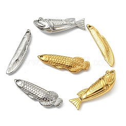 12個6色304ステンレスペンダント  魚のチャーム  ミックスカラー  27.5~28.5x6~9.5x3.5~7.5mm  穴：1~1.2mm  2個/スタイル&nbsp;STAS-CJ0003-49