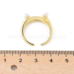 Brass Micro Pave Cubic Zirconia ABS Imitation Pearl Cuff Rings&nbsp;RJEW-D307-02G-C