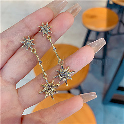 Star Alloy Micro Pave Clear Cubic Zirconia Dangle Stud Earrings&nbsp;FS-WGAD786-01