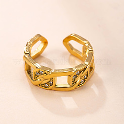 304 Stainless Steel Rhinestone Cuff Open Rings&nbsp;WG7ACF4-01
