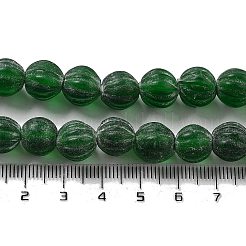 手作りのネパールランプワークビーズ  カボチャ  濃い緑  10.5x9.5mm  穴：1.5mm  約64個/連  25.79''（65.5センチメートル）&nbsp;LAMP-Z008-05A