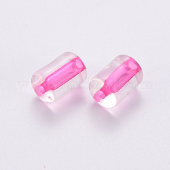 透明なアクリルビーズ  コラム  ショッキングピンク  10x7.5mm  穴：1.8mm  約950個/500g&nbsp;TACR-S154-17A-82