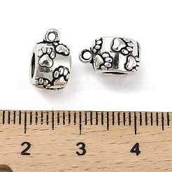 チベットスタイルの合金チューブベイル  ループベイル  保釈ビーズ  コラム  鉛フリー＆カドミウムフリー  足跡  アンティークシルバー  11.5x7x9mm  穴：1.2mm  約632個/1000g&nbsp;FIND-M047-12AS