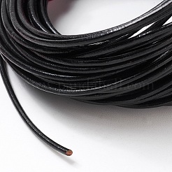 牛革レザーコード  革のアクセサリーコード  ジュエリーDIY製版材料  染め  ラウンド  ブラック  2mm  約10.93ヤード（10m）/バンドル&nbsp;WL-F009-A02-2mm