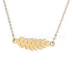 304ステンレススチールペンダントネックレス  葉  ゴールドカラー  15.00インチ（38.1cm）&nbsp;NJEW-TA00139