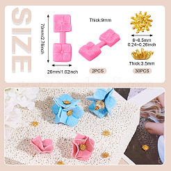 花柄シリコン粘土モデリングツール  雌しべの合金カボション付き  正方形  7x2.6x0.9cm&nbsp;DIY-TA0010-96A