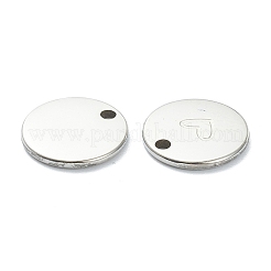 変色しない304ステンレススチールチャーム  ハート付きフラットラウンド  ステンレス鋼色  11.5x1mm  穴：1.5mm&nbsp;LS-STAS-P280-08P