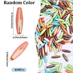 スパゲッティビーズメッキアクリルビーズ400個  ABカラー  ライス  ミックスカラー  19x6mm  穴：1mm&nbsp;MACR-SC0002-63
