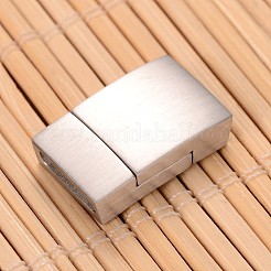 Tarnish Resistant Mixed Smooth & Matte 304 Stainless Steel Rectangle Magnetic Clasps with Glue-in Ends&nbsp;STAS-I045-05