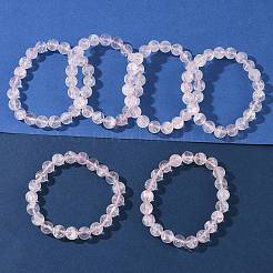 天然ローズクォーツラウンドビーズストレッチブレスレット（女性用）  内径：2-1/8インチ（5.45cm）&nbsp;BJEW-Q056-01A