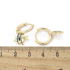 真鍮クリアキュービックジルコニアフープピアス  魚  18KGP本金メッキ  22x10.5x13.5mm&nbsp;EJEW-Q014-26G