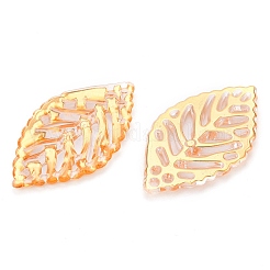 透明なアクリルビーズ  ゴールドライン入り  葉  ゴールド  34x20x3mm  穴：1.4mm  約700個/500g&nbsp;TACR-T028-15A