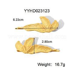 女性のためのファッショナブルな304ステンレス鋼の葉っぱのヘアピン  18KGP本金メッキ  62.3x28mm&nbsp;SH3836-2