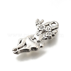 合金のチベット風チャーム  カドミウムフリー＆鉛フリー  鹿と花  アンティークシルバー  26.5x14.5x3mm  穴：1.5mm  約242個/500g&nbsp;FIND-G078-01AS