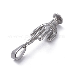 変色しにくい304ステンレススチールペンダント  サボテン  ステンレス鋼色  26x12x8mm  穴：8x3mm&nbsp;STAS-I127-100P