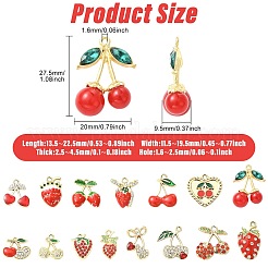 28Pcs 14 Styles Zinc Alloy Rhinestone Fruit Pendants&nbsp;FIND-CJ0004-95