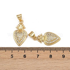 真鍮マイクロパヴェクリアキュービックジルコニアペンダント  ハート  16KGP本金メッキ  22x11x4mm  穴：3x4mm&nbsp;ZIRC-I367-13G-09