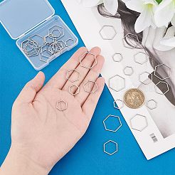 304ステンレススチールリンクリング  六角  ステンレス鋼色  13.5~20x12~22.5x0.8mm  36個/箱&nbsp;STAS-UN0007-01P