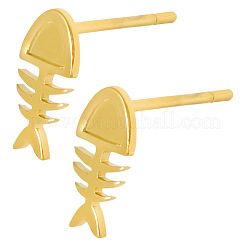 304 Stainless Steel Ocean Fishbone Stud Earrings&nbsp;DU5049-2