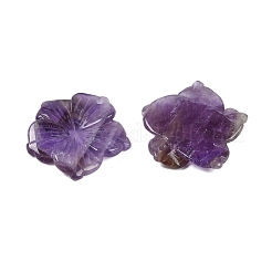 天然アメジストの彫刻ペンダント  花のチャーム  28.5x29.5x5mm  穴：1.2mm&nbsp;G-B097-01A-17