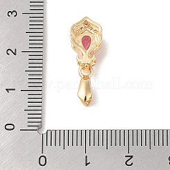 金色の真鍮製マイクロパヴェクリアキュービックジルコニアアイスピックピンチベイル  ガラスと  花  レッド  21x8x7mm  穴：3.5x3mm  ピン：0.8mm&nbsp;X-KK-B100-049G-03