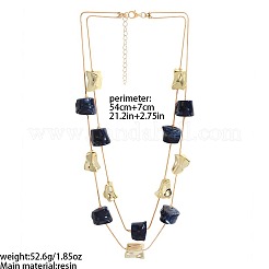 Resin & CCB Plastic Nuggets Double Layer Necklaces with Alloy Chains for Women&nbsp;WG8113C-01