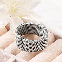 201 ステンレススチール指輪  ユニセックスのワイドバンドリング  ステンレス鋼色  10mm  内径：20mm&nbsp;RJEW-H242-01B-P
