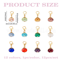 12Pcs 12 Colors Glass Pendant Decorations&nbsp;AJEW-LP0007-83