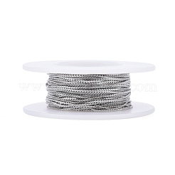 変色しにくい304ステンレススチール製サーペンタインチェーン  ハンダ付け  スプールで  ステンレス鋼色  0.8x0.3mm  約32.8フィート（10m）/ロール&nbsp;CHS-F011-12A-P