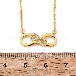 925 Sterling Silver Micro Pave Clear Micro Pave Cubic Zirconia Double Infinity Pendant Necklaces for Women&nbsp;NJEW-D315-03G
