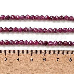 天然ルビービーズ連売り  多面カット  ラウンド  4mm  穴：0.7mm  約99個/連  14.76''（37.5センチメートル）&nbsp;G-K424-A01-4mm