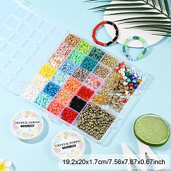 DIY ポリマー粘土ストレッチチャームブレスレット作成キット  ミックスカラー  6x0.5~1mm  穴：1.6~2mm  20色  6 G /カラー  120グラム&nbsp;DIY-YW0011-63